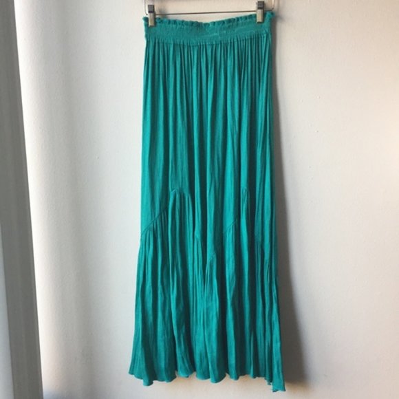 Zara Satin Maxi Skirt in Turquoise - Picture 7 of 12